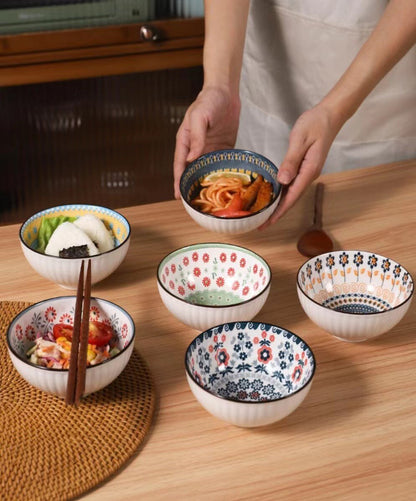 Japanese style series/gift box set of six Japanese tableware ceramic bowls/new rice bowl for home use/first choice for gift giving/Christmas gift/New Year gift/festival/family tableware set/ceramic bowl set