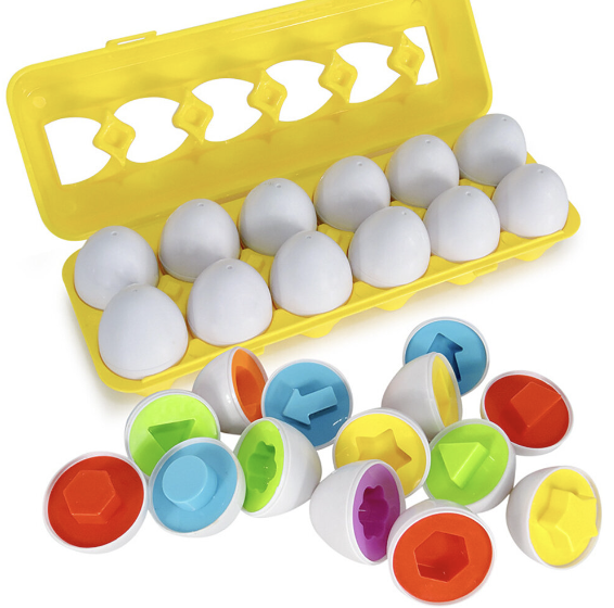 认颜色仿真鸡蛋盒扭扭蛋配对儿童益智玩具早教拼装玩具认知玩具