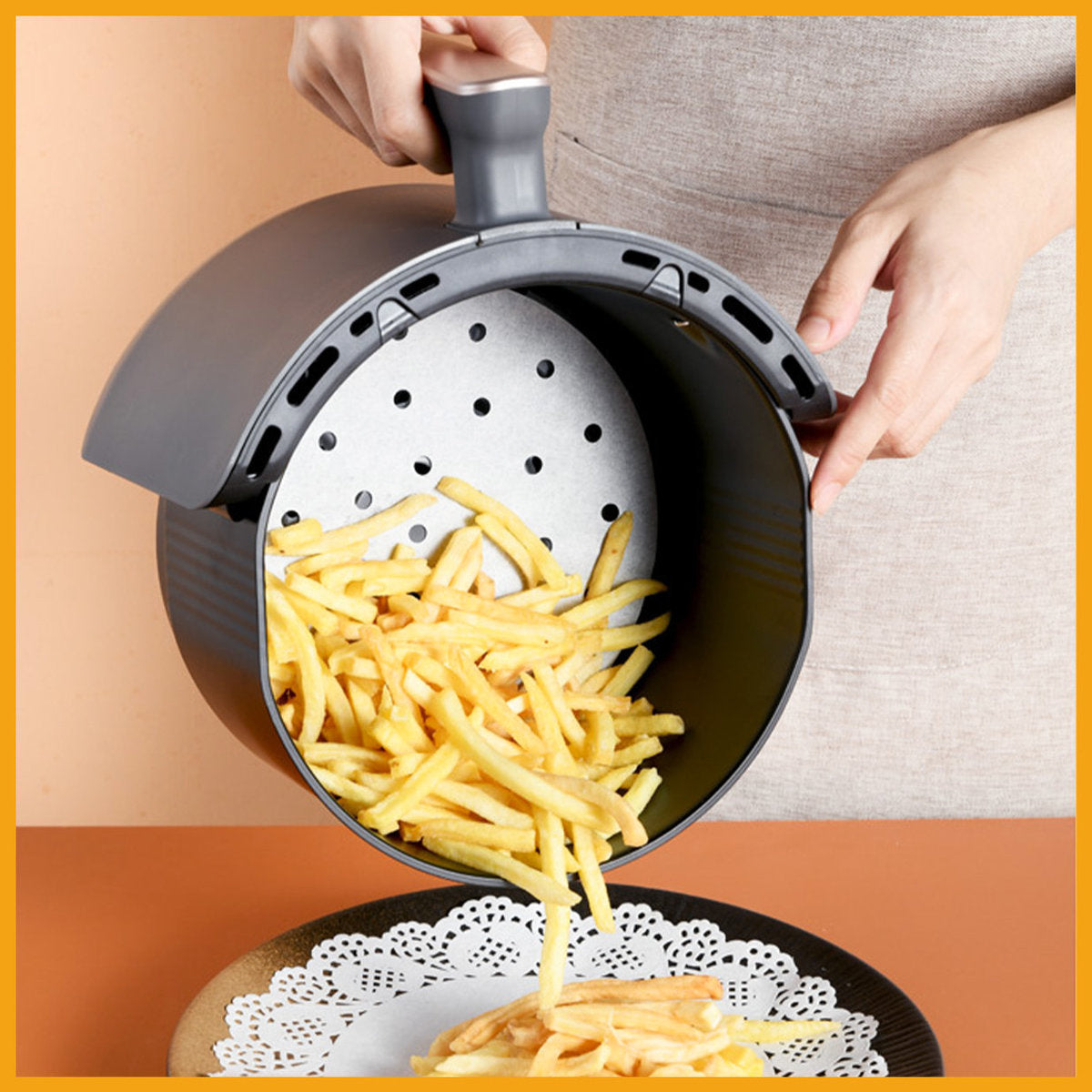 (100 sheets) Air fryer paper 9 inches (diameter 23cm) multi-functional/anti-stick/oil-proof paper-air fryer/microwave oven/oven/steamer round baking paper/steamer/food special/butter paper/available hole/cake/