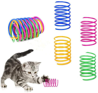 4個貓咪彩色塑料彈簧貓玩具跳動玩具球寵物用品 發聲玩具