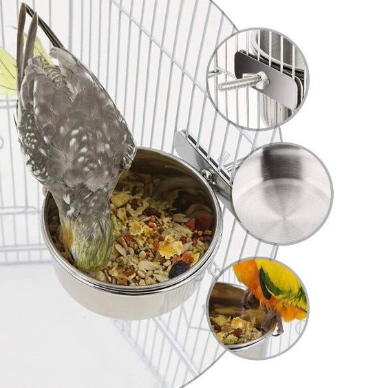 10cm 鸚鵡不銹鋼食杯 鳥籠水盆 鳥類用食碗水杯 [平行進口]