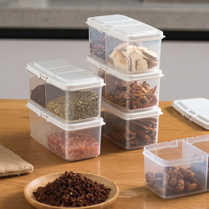 Double-compartment seasoning storage bottle, peppercorns and anise seasoning jar, onion, ginger and garlic storage box, food crisper, seasoning container