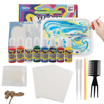Floating water painting set children's art supplies children's 8-color water rubbing set floating water painting wet rubbing water floating painting Marbling Paint diy material science experiment toys