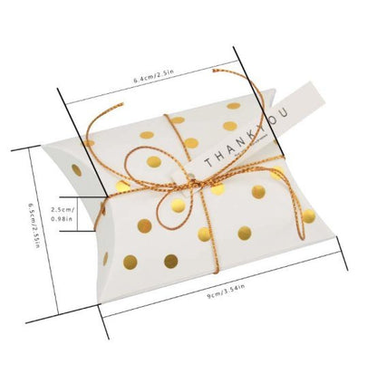 50個 歐式新款糖果盒 燙金條紋圓點枕頭盒 結婚喜糖盒拌手禮包裝盒 回禮禮物盒散水餅朱古力曲奇禮物手作盒 公文袋 收納袋