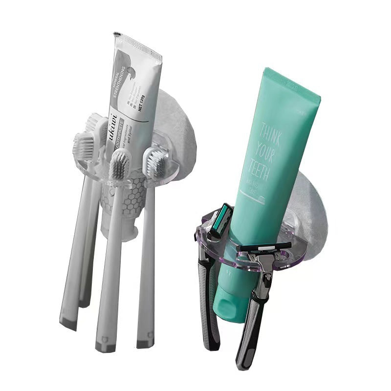 Wall-mounted punch-free toothbrush holder children's creative storage rack wall-mounted bathroom multi-functional toothpaste rack toothbrush holder