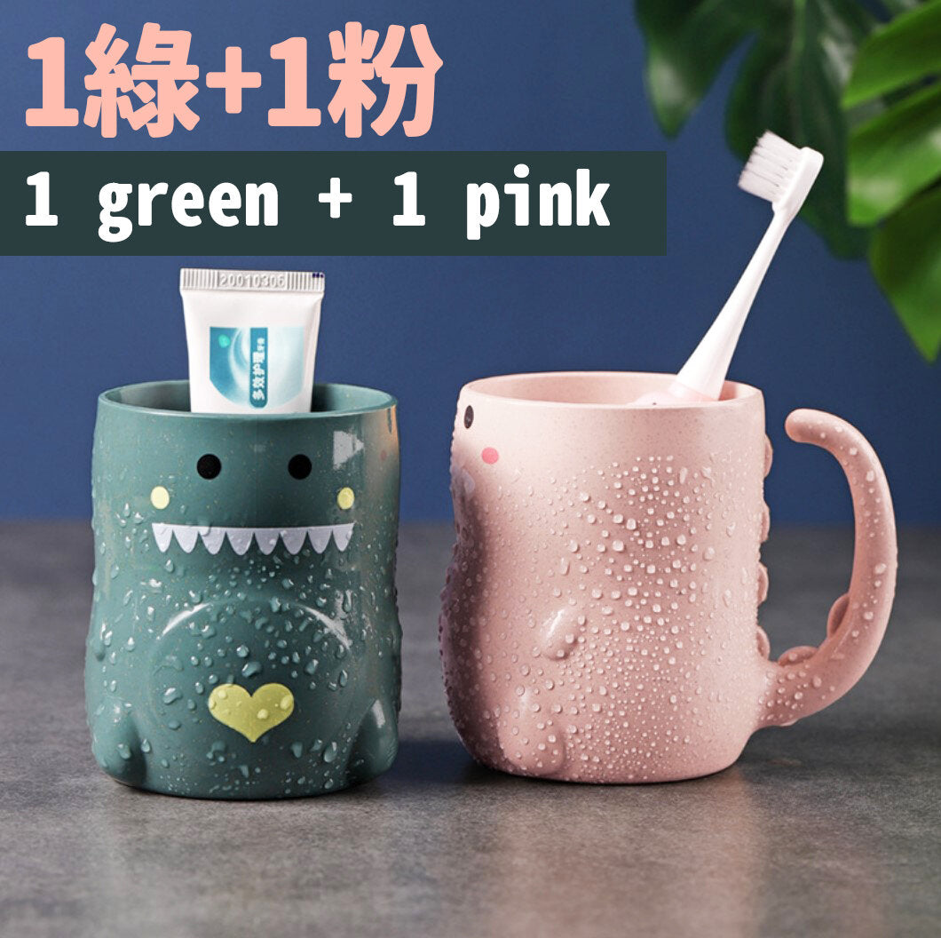 Cute shape toothbrush cup combination Nordic style drinking cup dinosaur mouthwash cup creative male and female couple toothbrush cup