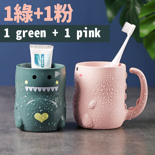 可愛造型刷牙杯組合 北歐風格喝水杯 恐龍漱口杯 創意男女情侶牙刷杯-View 1-ManyMart 萬嚟買