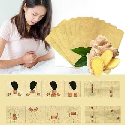 Self-heating ginger plaster patch, cervical vertebrae, ginger heating patch, joint ginger cold-repelling patch, non-woven fabric warm baby patch, 10 sheets set, muscle soreness massage cream