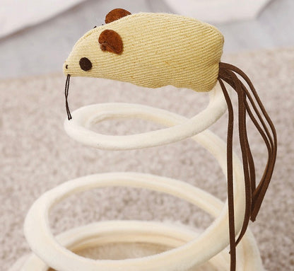 Cat Toy Plush Mouse Spring Spiral Wire Cat Funny Stick Burlap Cat Funny Supplies Cat Pet Toy Burlap Mouse