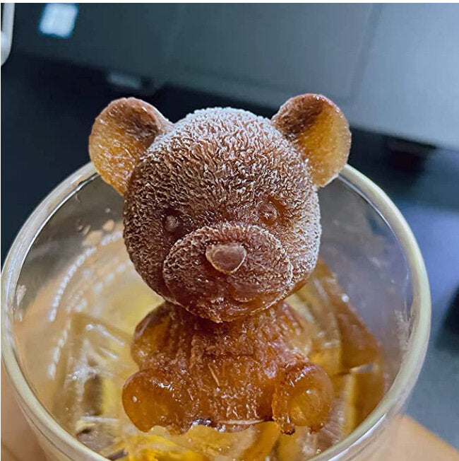 Bear Ice Cube Mold Silicone Ice Bear Grinding Tool Bear Ice Tray Coffee Milk Tea Chocolate Glue Mold