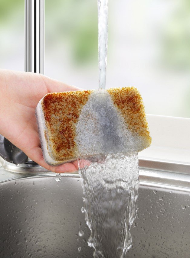 5 double-sided sponges for pot scrubbing, dishwashing, kitchen housework cleaning, three-layer sponges, scouring pads, kitchen supplies, household kitchen cleaning sponges