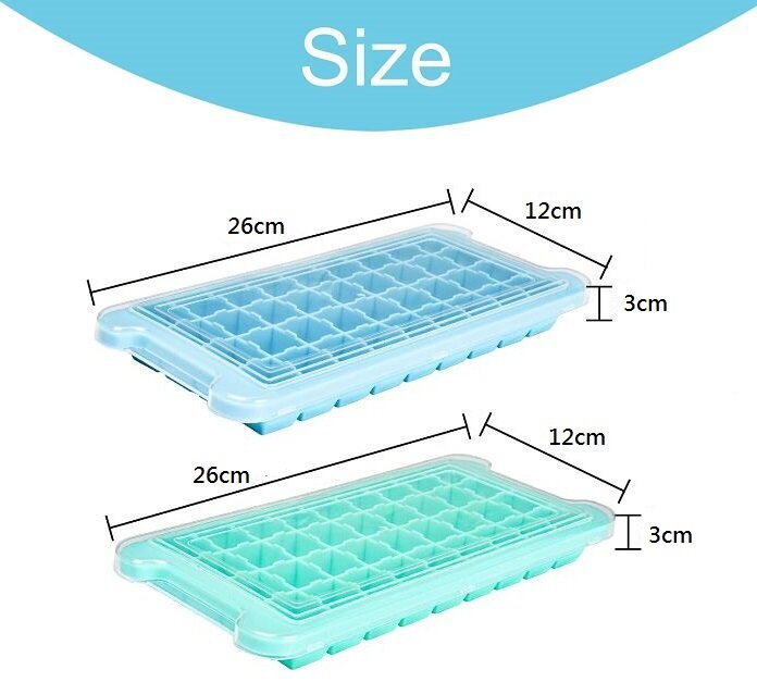 Silicone square 36-compartment ice box with lid (random color)