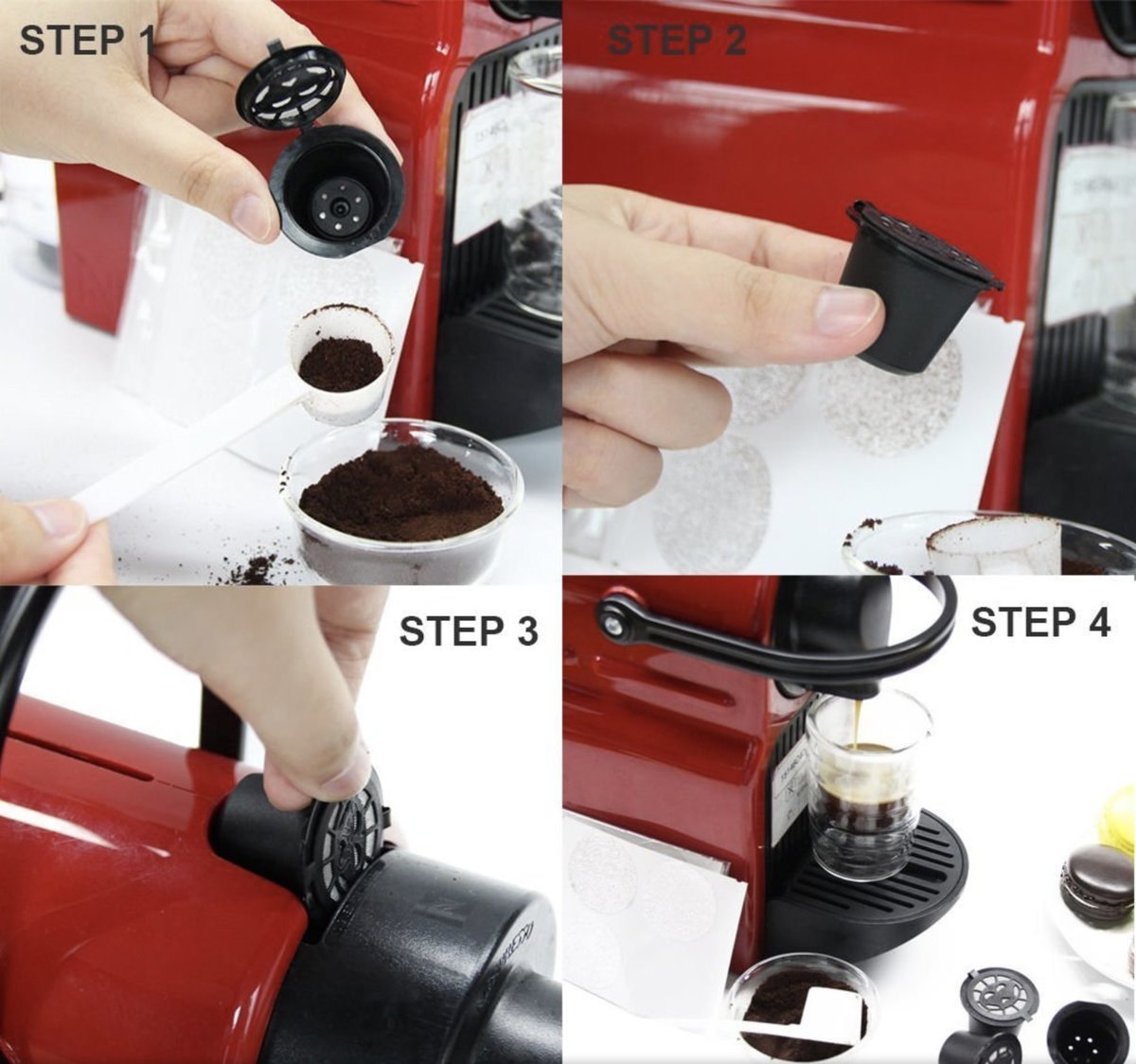 3件裝 可重複使用的Nespresso咖啡替代膠囊套裝 帶塑料勺 可填充濃縮咖啡 Nespresso 咖啡過濾器膠囊殼 環保先 可重用 咖啡壺