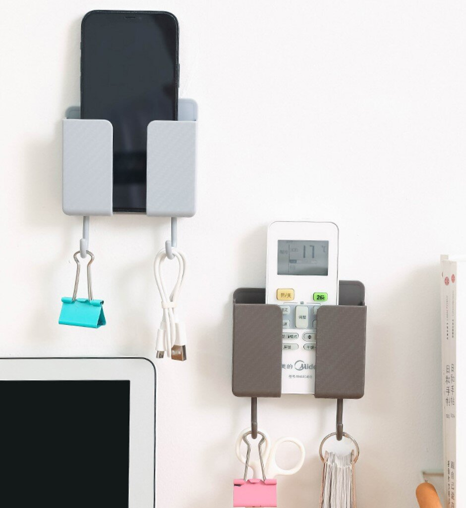 TV air conditioner remote control storage box wall hanging bedside mobile phone storage punch-free storage rack hook wall hanging rack
