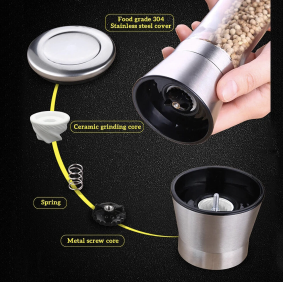 180ml stainless steel pepper grinder manual glass grinding bottle spice bottle [parallel import] seasoning container