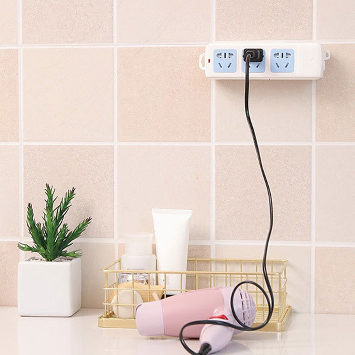 Drag strip removable wall-mounted sticker holder, traceless sticker holder, wall-mounted household punch-free sticker, drag strip tissue box, drill-free Wifi router I-shaped insert design row plug holder [seamless adhesive]