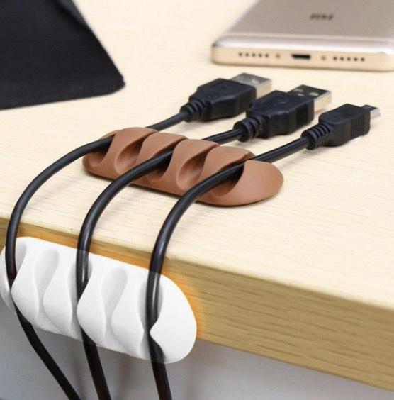 White Desktop Charging Data Cable Five-Hole Organizer Silicone Organizer Fixed Cable Organizer Silicone Cable Organizer Charging Cable Holder Wire Storage Desktop Storage Desktop Charging Data Cable Five-Hole Organizer 2-Pack Desktop and Wire Storage