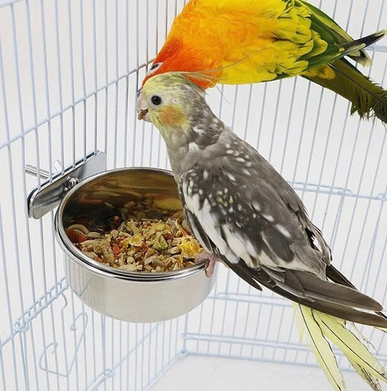 10cm 鹦鹉不锈钢食杯鸟笼水盆鸟类用食碗水杯[平行进口]