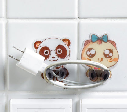 4個裝-卡通無痕浴室防水掛鉤 充電線插頭掛勾 毛巾掛鉤無痕鉤 掛勾 膠貼黏貼鉤 無痕掛鉤 浴室/廚房強力置物壁掛 沖涼廁所免打孔浴巾架 牆壁強力無痕透明貼膠-承重力10KG掛鉤