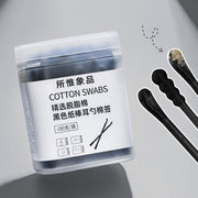 雙頭兩用 2合1黑色脫脂棉簽耳勺化妝家用一次性棉棒清潔掏耳100支 潔膚棉 棉花棒