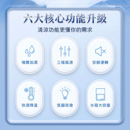 勁涼降溫噴霧加溼桌面風扇 400ML噴霧加濕 雙噴口設計 小風扇 桌面扇 電扇 水冷扇 風扇 白色