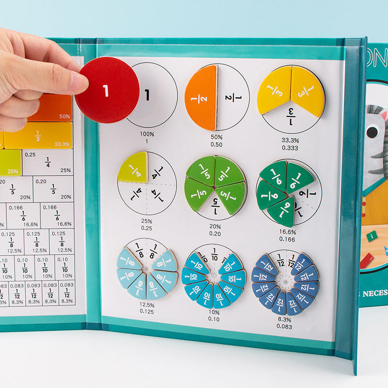 儿童智力可折叠便携式认知配对拼板磁性分数宝宝学习本认知玩具