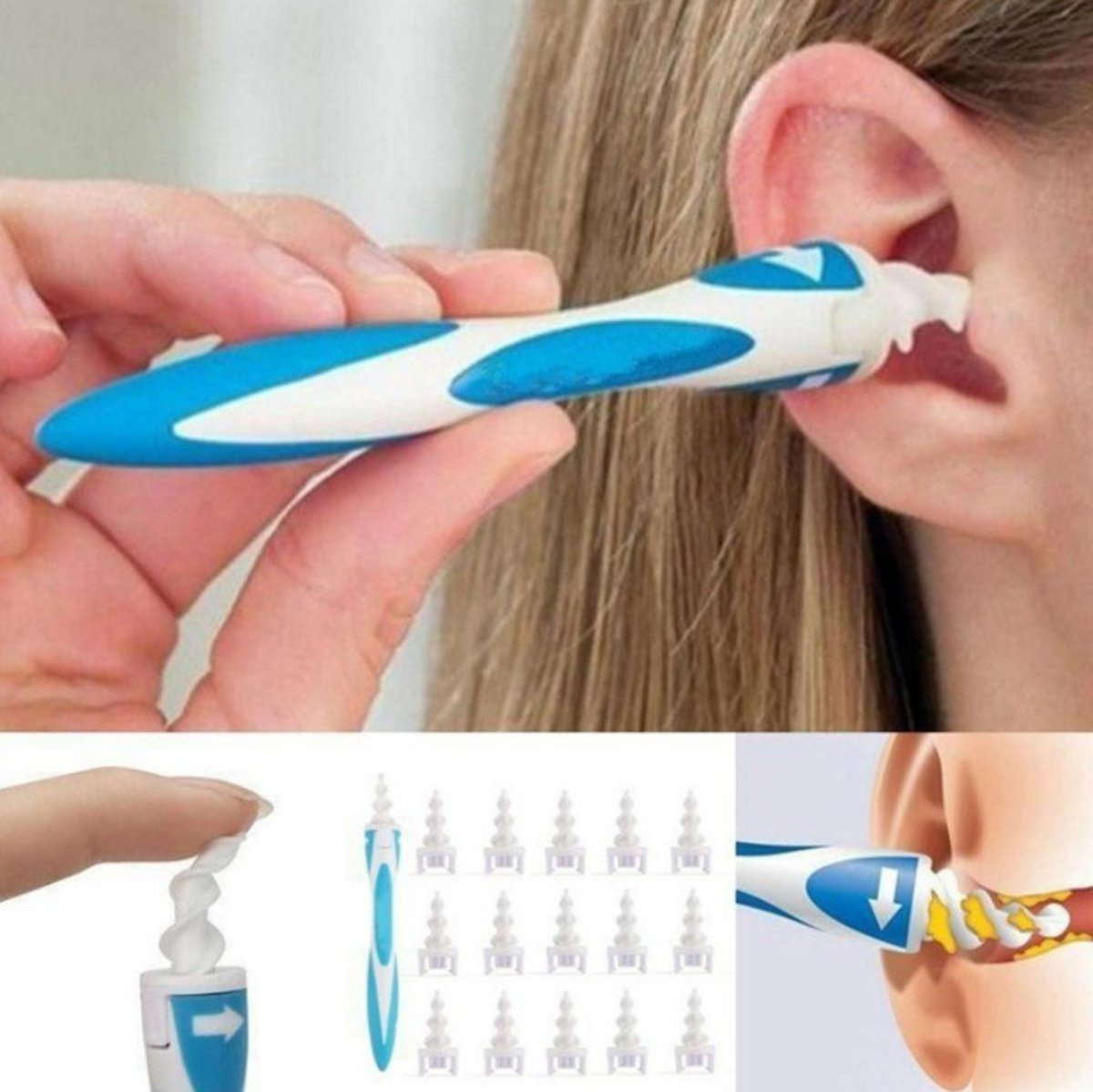 Manual Powerful Ear Cleaner Find Back Spiral Ear Cleaning Stick Skin Cleansing Cotton Swab
