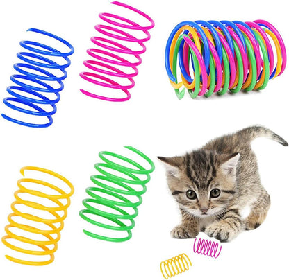 4個貓咪彩色塑料彈簧貓玩具跳動玩具球寵物用品 發聲玩具