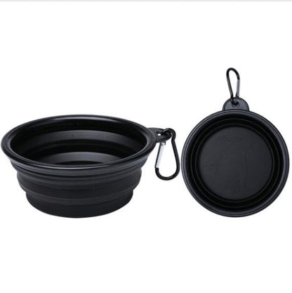 Black Pet Silicone Folding Bowl Travel Portable Dog Food Bowl Cat Bowl Foldable Dog Bowl Tumbler