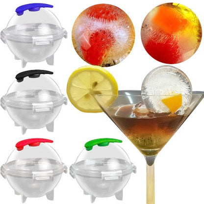 [Pack of 4] Plastic round ice puck mold ice box, homemade Visa card quick-frozen ice cube mold ice tray with lid
