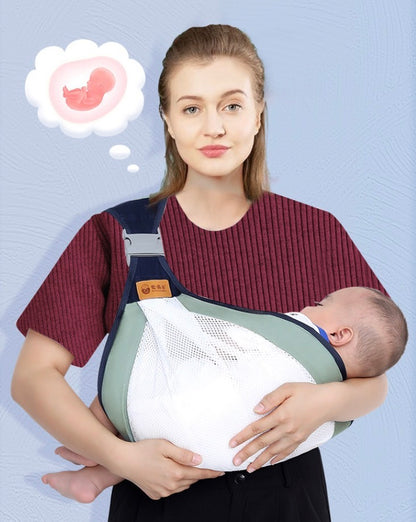 嬰兒背帶兒童抱娃神器新生兒 腰凳嬰兒寶寶帶娃輕便省力嬰兒用品 綠色網 揹帶