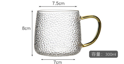 日式耐熱壓紋玻璃杯 荔枝紋 水杯茶杯咖啡杯 水杯