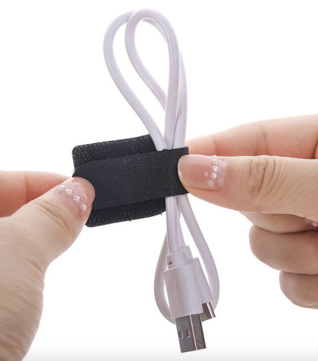 Multifunctional adhesive-backed devil felt wire storage and fixing straps (black) Desktop and wire storage