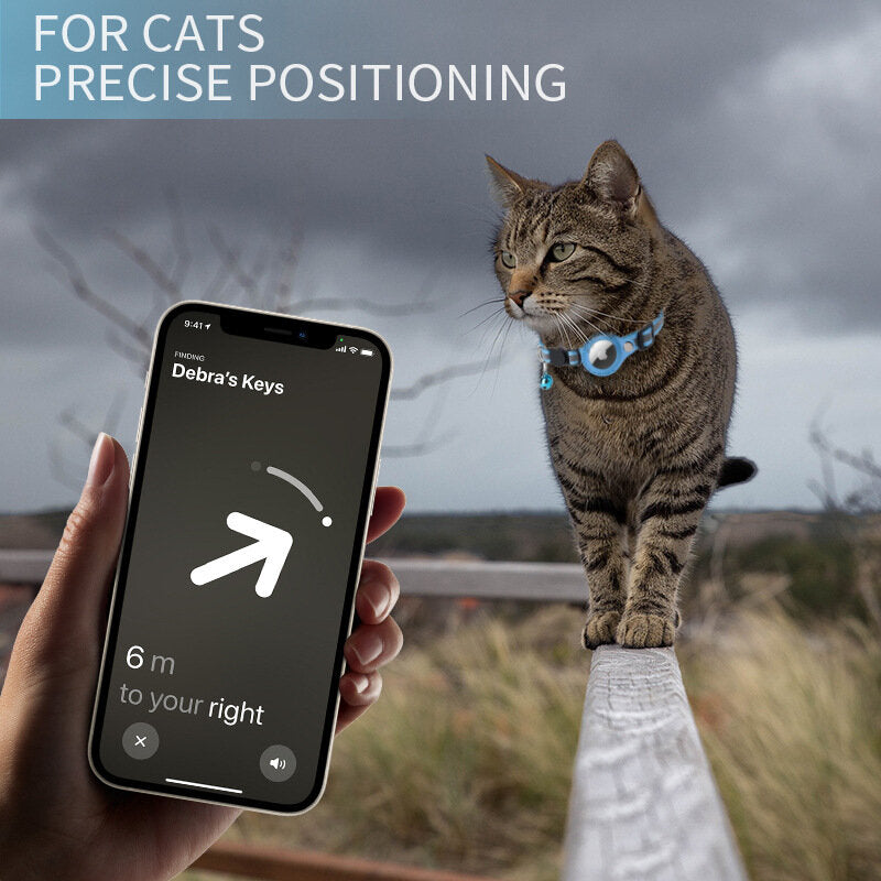 猫咪定位项圈适用苹果Airtag追踪器保护套防走失宠物反光颈圈猫牌吊饰