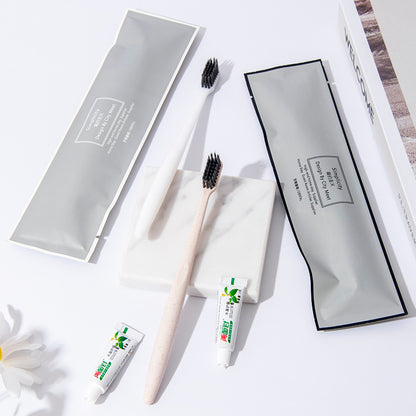 Disposable toothbrush toothpaste toiletry travel supplies set toothbrush + 3g double-sided needle toothpaste 5 pieces set