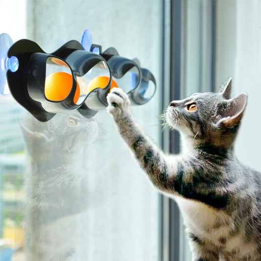 猫吸盘轨道球玩具墙面玩具逗猫波浪球型娱乐猫玩具窗台猫玩具球类