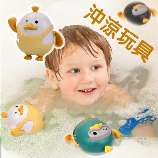 儿童洗澡拉线小鸭子戏水小螃蟹宝宝夏天浴室游泳上链儿童洗澡玩具洗澡玩具游泳用品