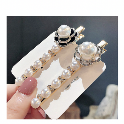 Camellia Pearl Hairpin (Black and White Two-piece Set) Hair Accessories