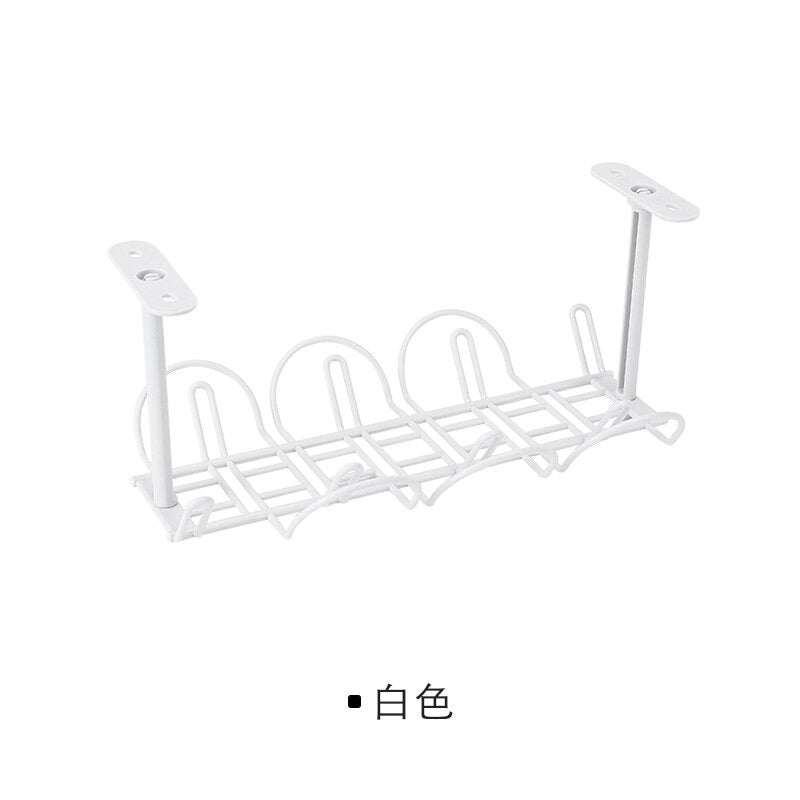 Under-the-table power cord plug-in storage rack drag line board compartment hanging basket layered rack plug-in board storage rack charging cable storage