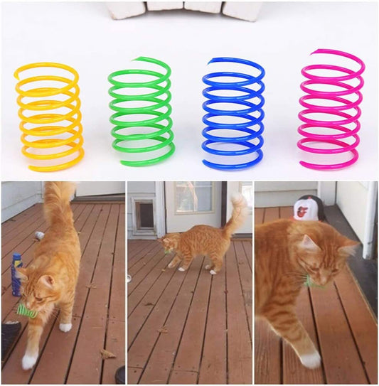 4个猫咪彩色塑料弹簧猫玩具跳动玩具球宠物用品发声玩具