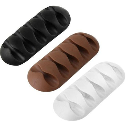 White Desktop Charging Data Cable Five-Hole Organizer Silicone Organizer Fixed Cable Organizer Silicone Cable Organizer Charging Cable Holder Wire Storage Desktop Storage Desktop Charging Data Cable Five-Hole Organizer 2-Pack Desktop and Wire Storage