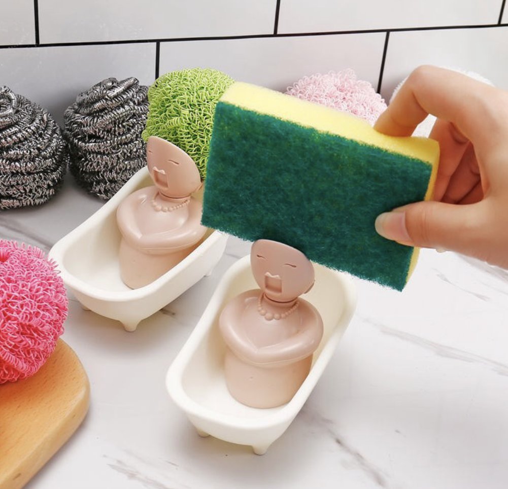 Creative Home Kitchen Bathroom Bathtub Scrubber Cleaning Ball Steel Wool Scourer Steel Brush Pot Scrubber Sink Scrubber Bathtub Cleaning Supplies #ScrubberHolder #DrainRack