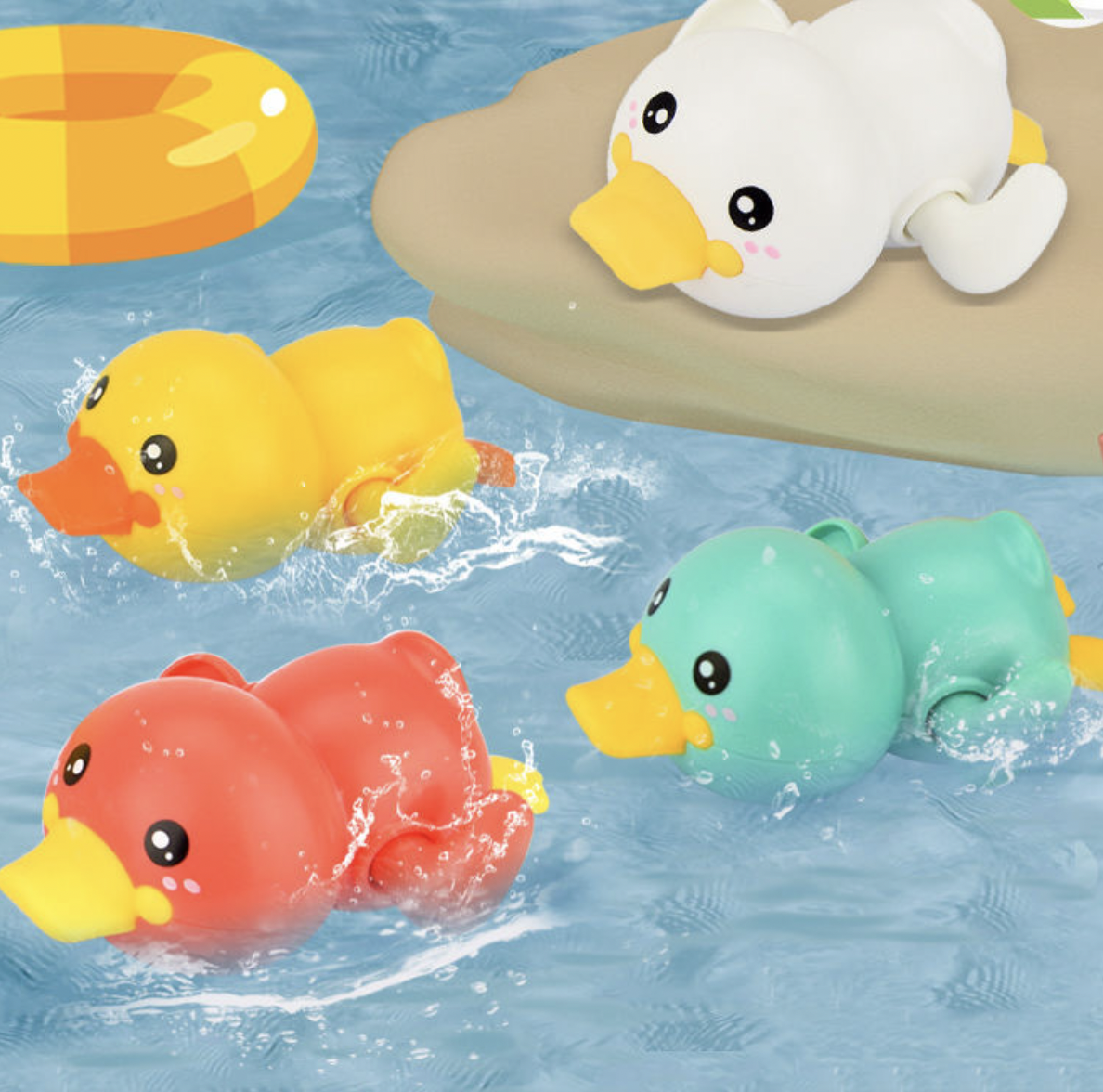 沖涼鴨仔玩具嬰兒寶寶洗澡戲水兒童沐浴遊泳玩具 黃色小鴨子 洗澡玩具 游泳用品