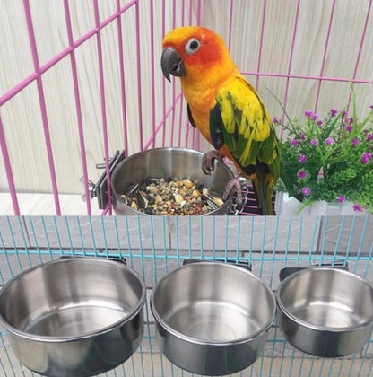 10cm 鸚鵡不銹鋼食杯 鳥籠水盆 鳥類用食碗水杯 [平行進口]