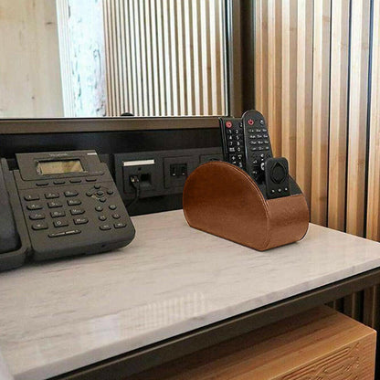 Brown innovative leather remote control box stationery living room office mobile phone storage box table and wire storage