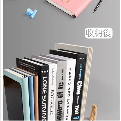Unprinted style metal desk bookshelf black (set of 2 pieces) ︳Multi-color options︳Simple bookshelf file organizer ︳Desktop storage rack ︳Book storage bookends bookends file rack children's bookshelf reading bookshelf office stationery