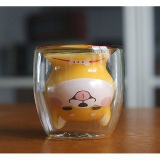 Cute Shiba Inu double-walled glass cup, fresh milk, juice, coffee, etc. Japan’s best-selling water cup for dog lovers
