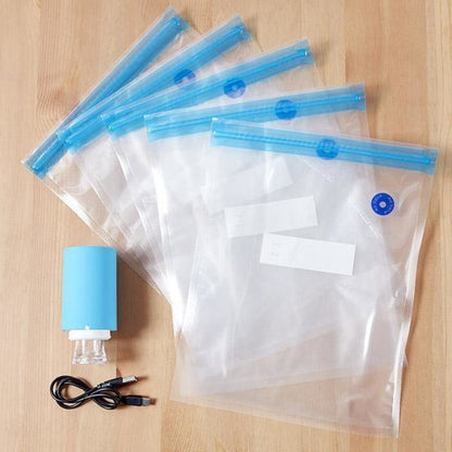 5-piece food preservation vacuum bag set with electric air pump food vacuum packaging machine