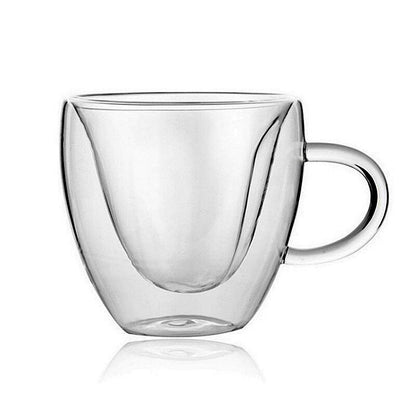 雙層心形玻璃杯可帶把隔熱水杯桃心杯玻璃咖啡杯 咖啡杯