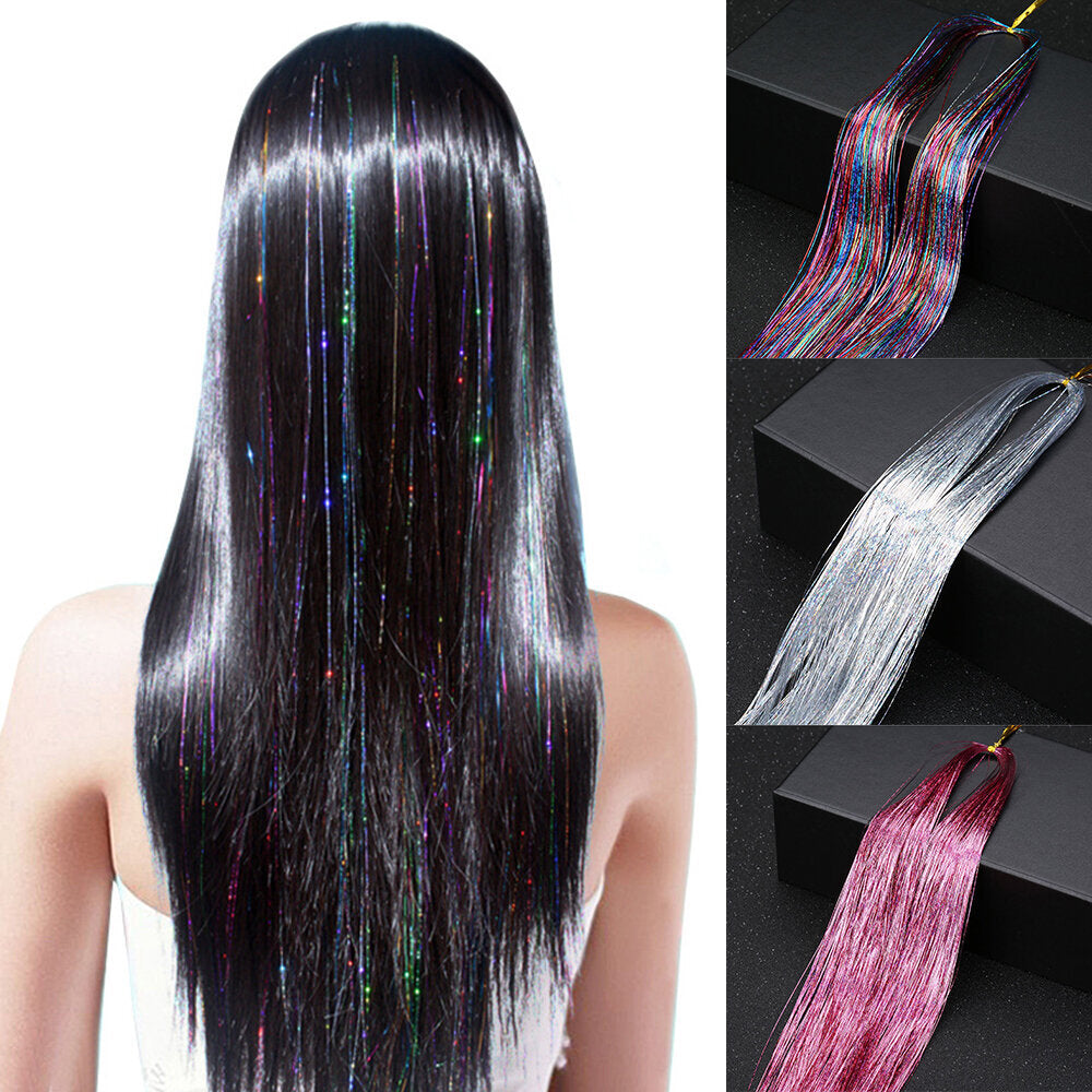 Colorful shiny filigree laser wigs and laser hair pieces Colorful shiny filigree laser wigs and hair extensions